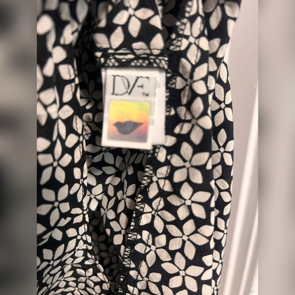 Diane von Furstenberg Black White Silk Dress Tie Cinch Waist Floral $578 14 - Picture 3 of 4